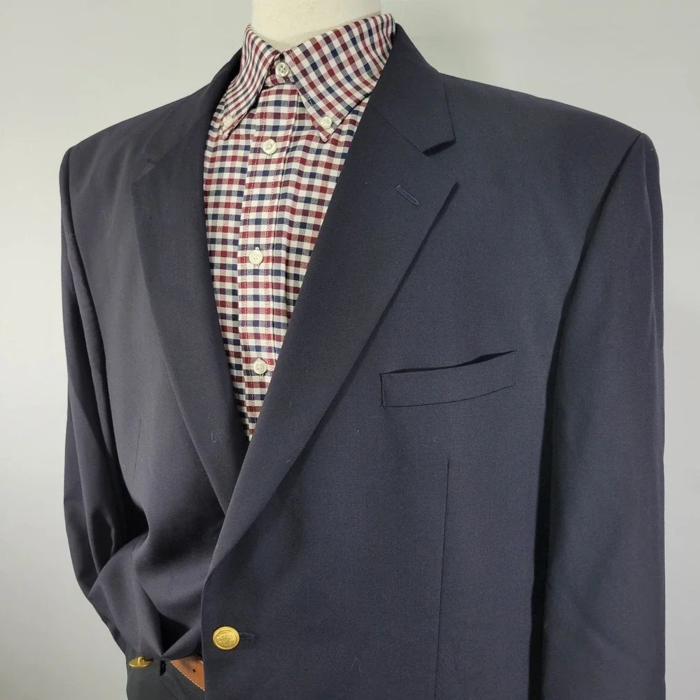 JOS A BANK Men's Sport Coat Blazer Two Golden Button Navy Twill‎ Wool Size 40R